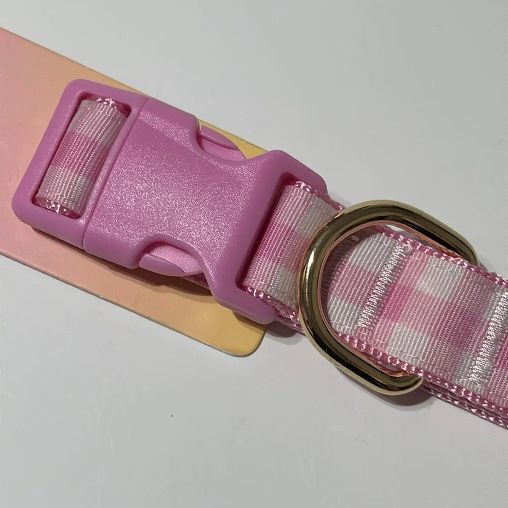 Stoney Clover Lane LIMITED EDITION Extra Large Pink Gingham Dog Collar